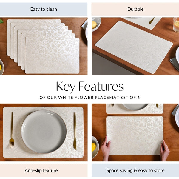 White Flower Placemat Set Of 6