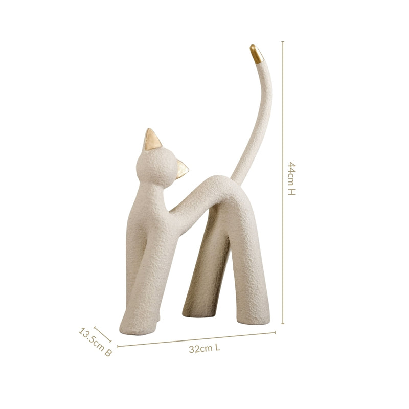 White Resin Table Top Cat Statue