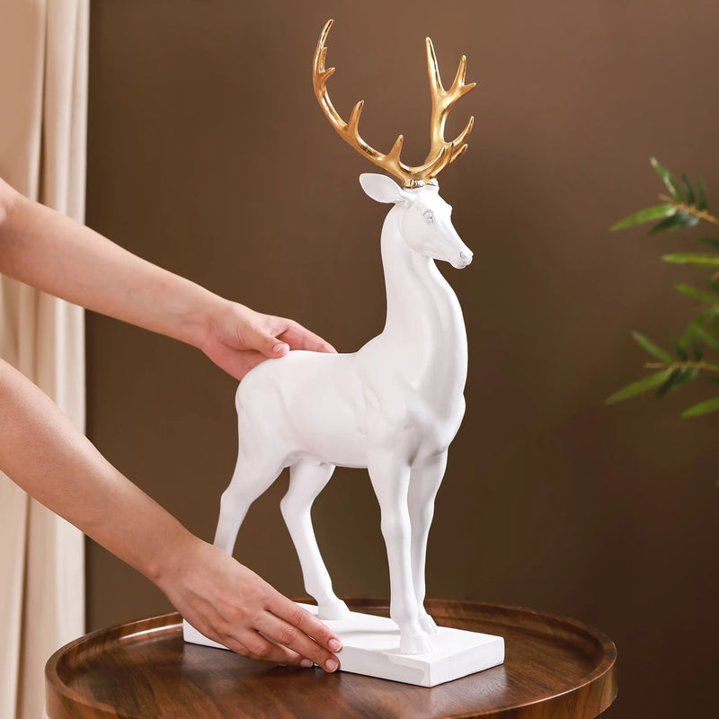 Snow Reindeer Showpiece White