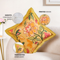 Wild Petals Embroidered Cotton Cushion Cover 40x40cm