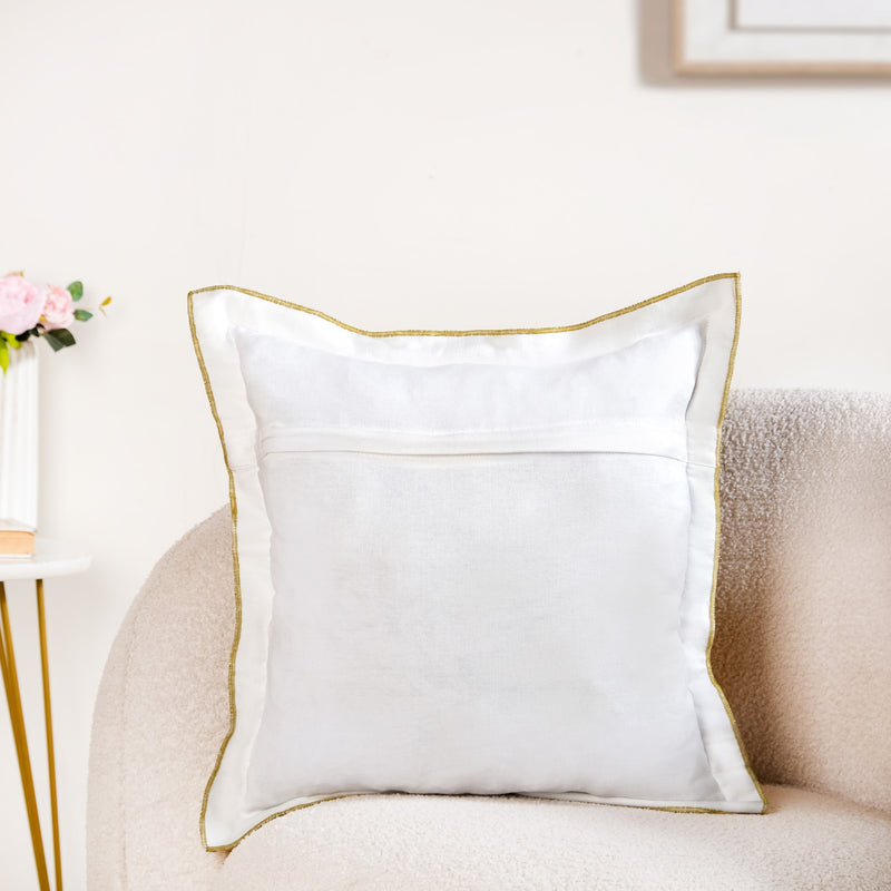 Wild Petals Embroidered Cotton Cushion Cover 40x40cm