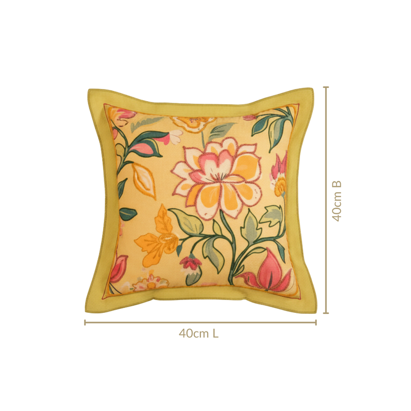 Wild Petals Embroidered Cotton Cushion Cover 40x40cm