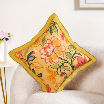 Wild Petals Embroidered Cotton Cushion Cover 40x40cm