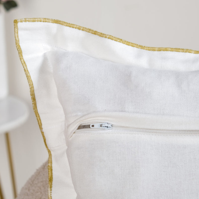 Wild Petals Embroidered Cotton Cushion Cover 40x40cm