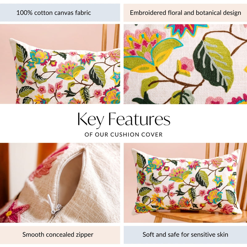 Wildflower Waltz Cotton Canvas Cushion Cover