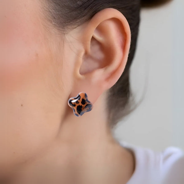 Wildly Chic Leopard Print Studs