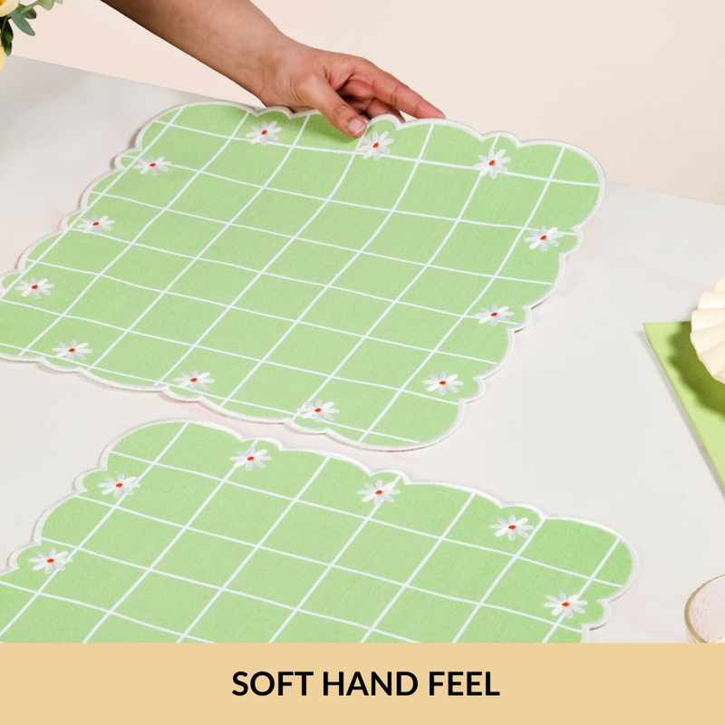 Scallop Embroidered Pure Cotton Table Mat Set Of 6