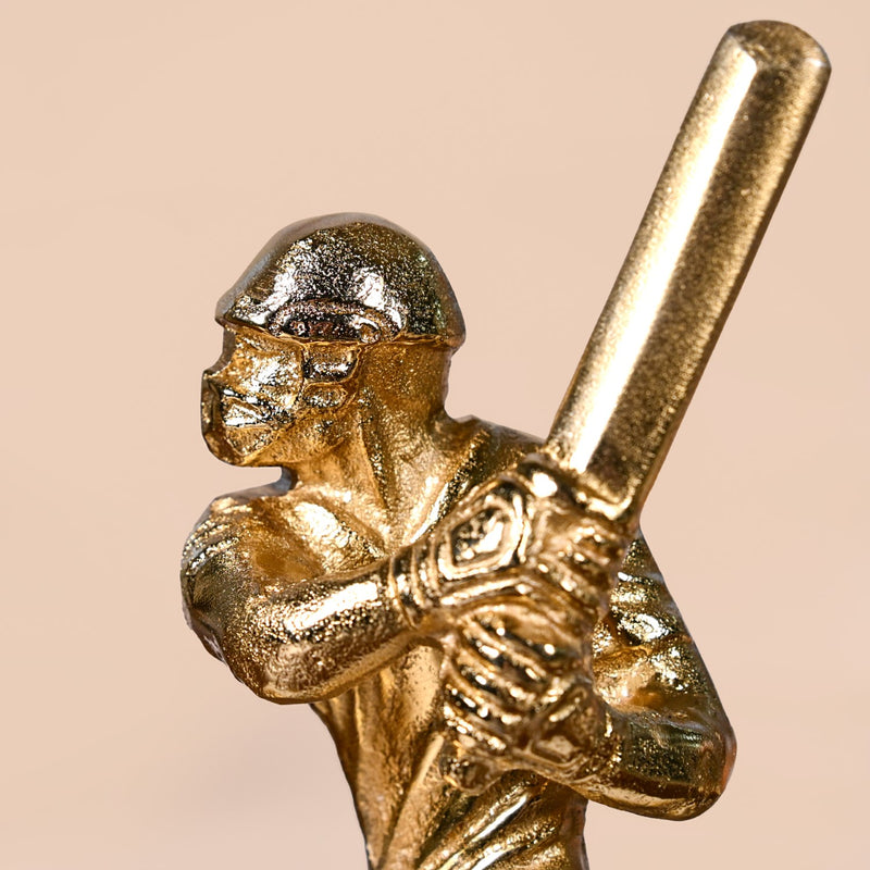 Winning Batsman Living Room Metal Decor In Gold