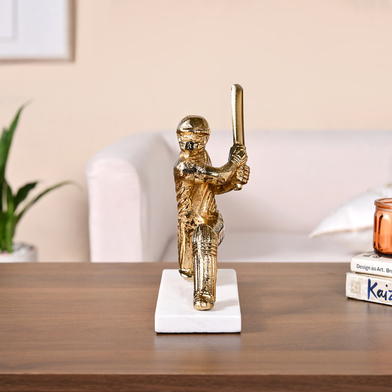 Winning Batsman Living Room Metal Decor In Gold