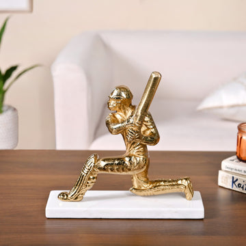 Winning Batsman Living Room Metal Decor In Gold