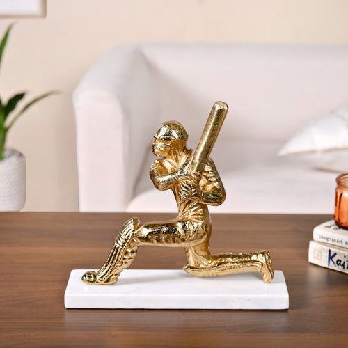 Winning Batsman Living Room Metal Decor In Gold