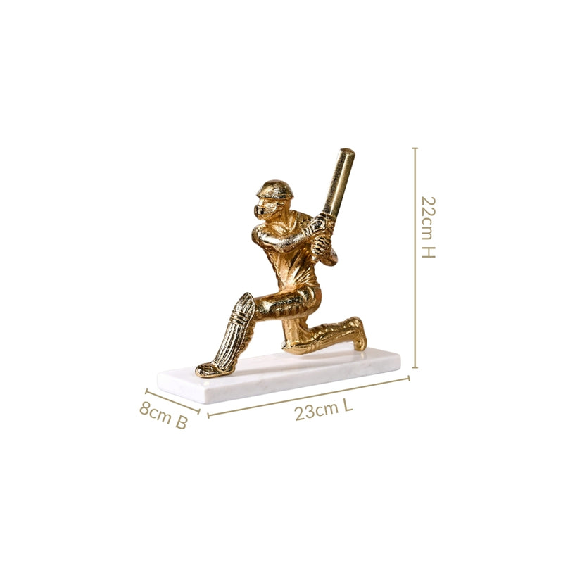 Winning Batsman Living Room Metal Decor In Gold