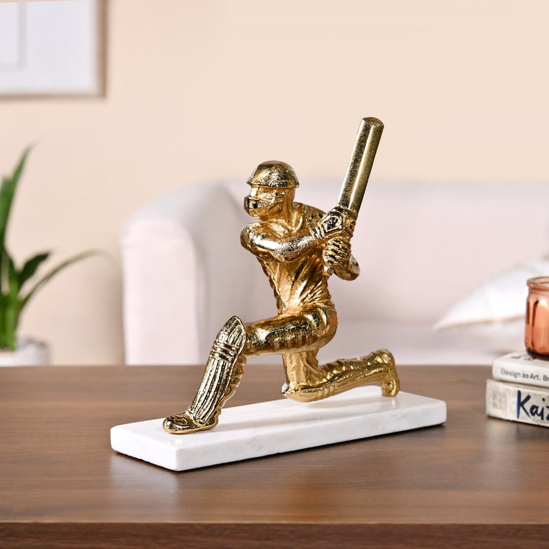 Winning Batsman Living Room Metal Decor In Gold