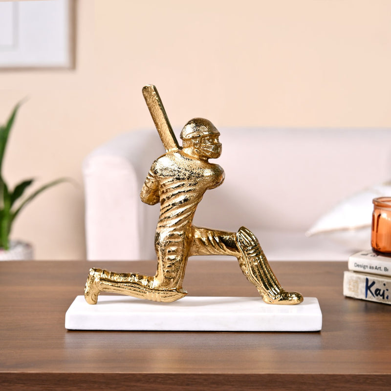 Winning Batsman Living Room Metal Decor In Gold