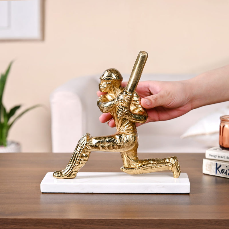Winning Batsman Living Room Metal Decor In Gold