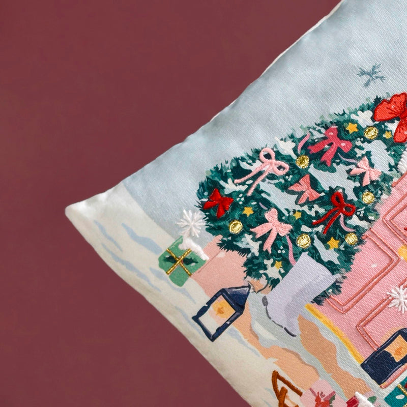 Winter Wonderland Embroidered Cushion Cover 40x40cm