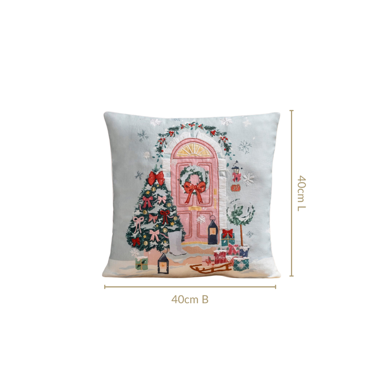Winter Wonderland Embroidered Cushion Cover 40x40cm