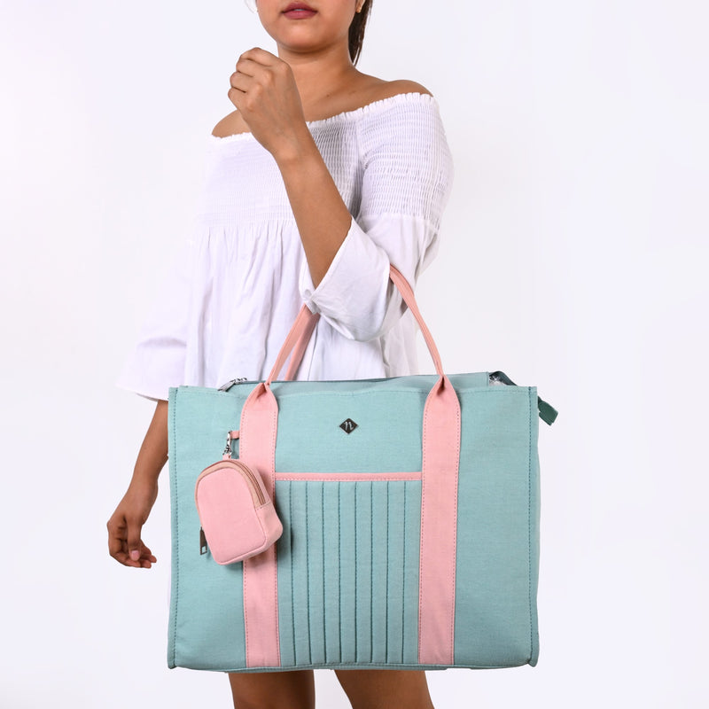 Sorella Mint Canvas Tote Bag With Coin Pouch