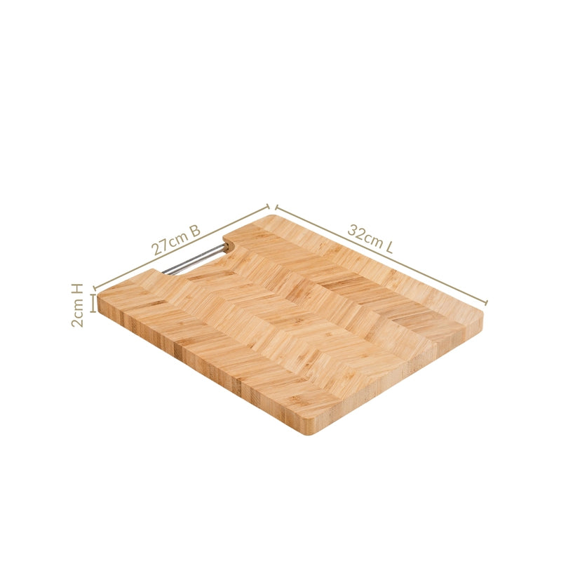 Wooden Chopping Board With Metal Handle 12 Inch