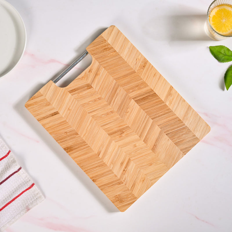 Wooden Chopping Board With Metal Handle 12 Inch
