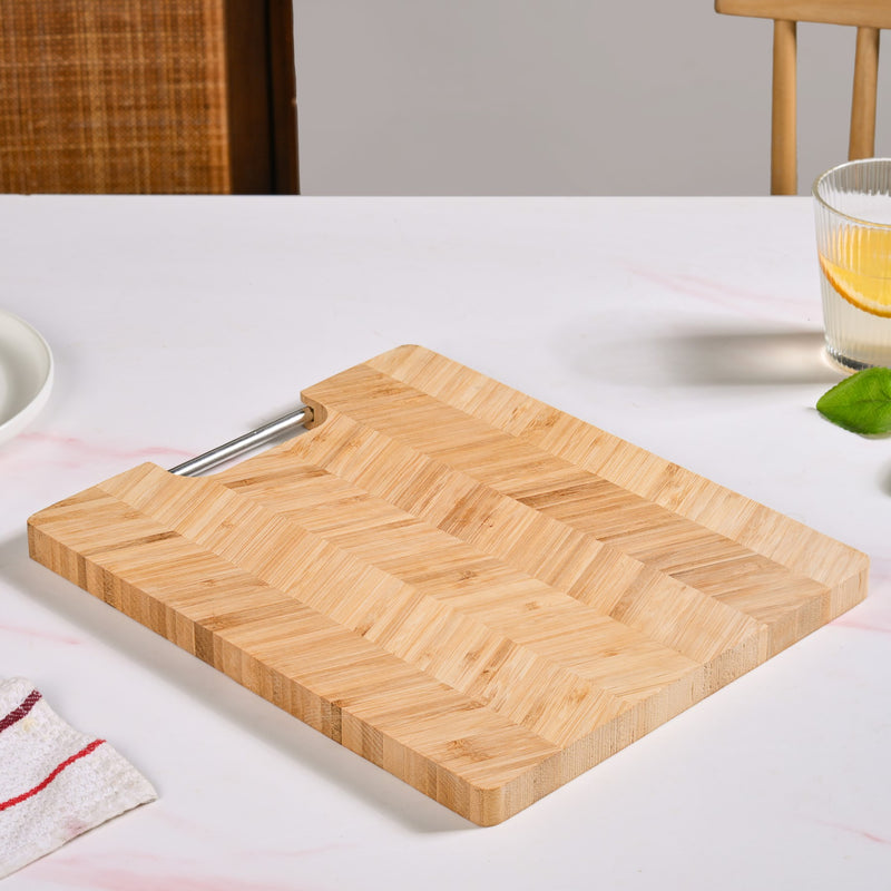 Wooden Chopping Board With Metal Handle 12 Inch