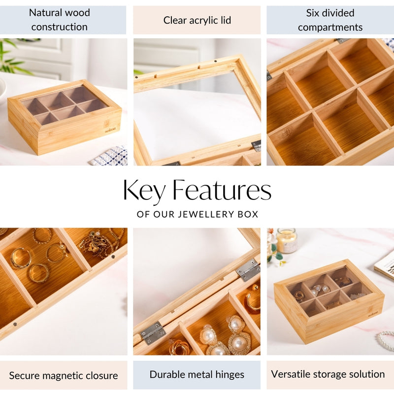 Multipurpose Wooden Storage Box With Compartments