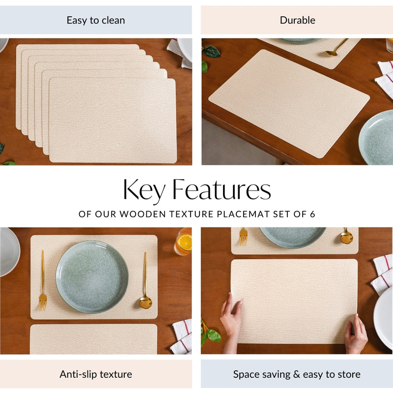 Wooden Texture Placemat Set Of 6