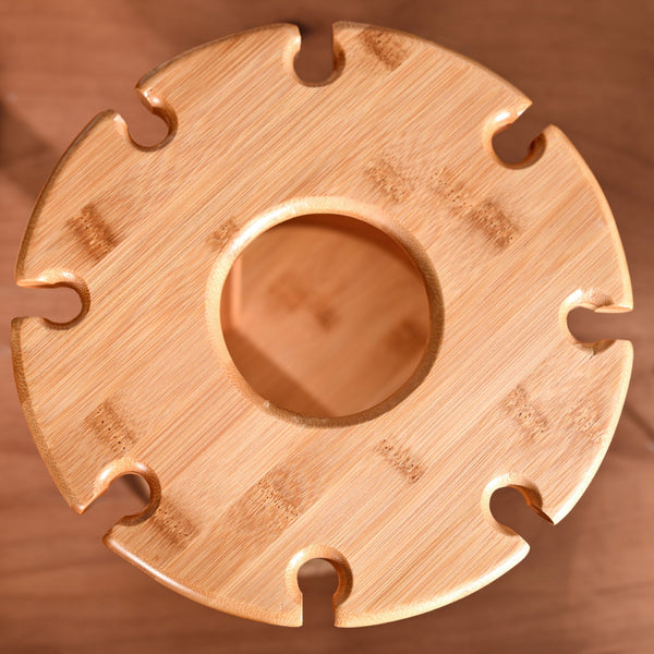 Mod Round Wooden Wine Bottle And Glass Holder