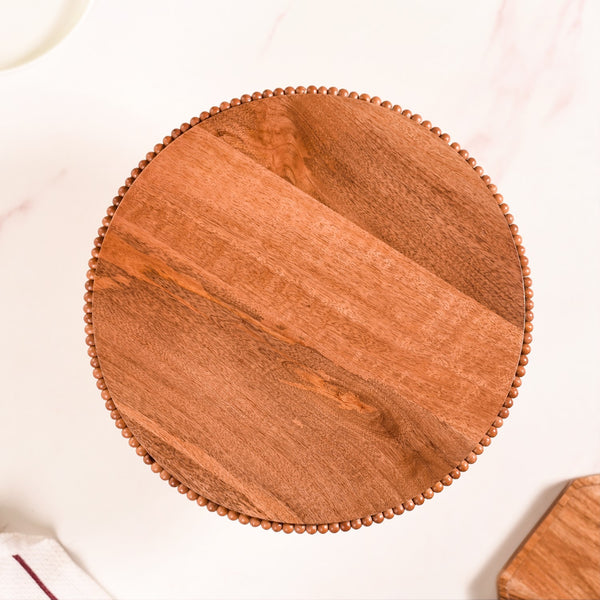 Natural Acacia Wood Beaded Cake Stand 13 Inch