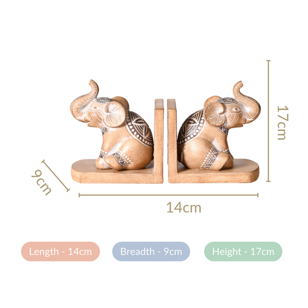 Engraved Elephants Bookends For Home Decor Online - Premium Book Stand ...