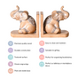 Engraved Elephants Bookends For Home Decor