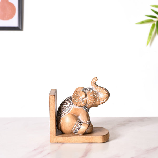 Engraved Elephants Bookends For Home Decor