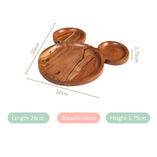 Mouse Acacia Wooden Snack Platter 10 Inch