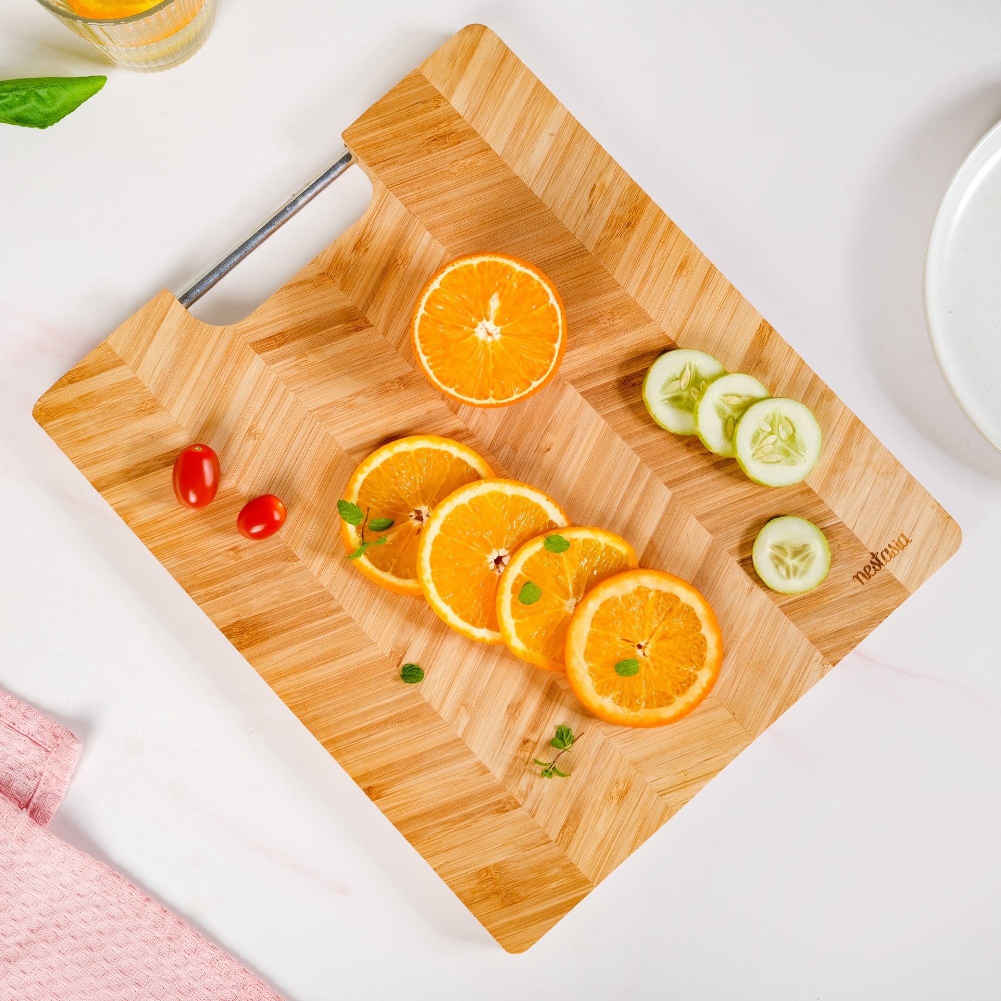 Wooden Platter With Metal Handle 12 Inch