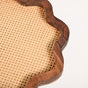 Flower Acacia Wooden Platter With Rattan Weave Set Of 2