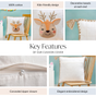 Woodland Deer Embroidered Cotton Kids Cushion Cover 42x42cm