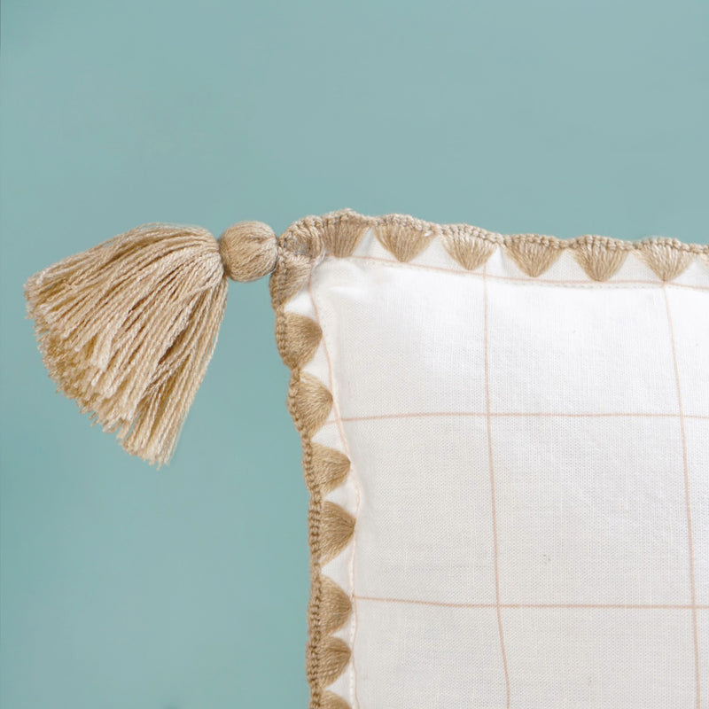 Woodland Deer Embroidered Cotton Kids Cushion Cover 42x42cm