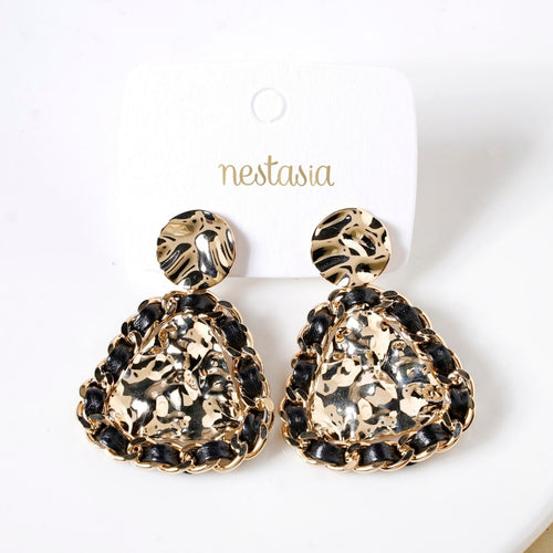 Woven Hammered Danglers Black