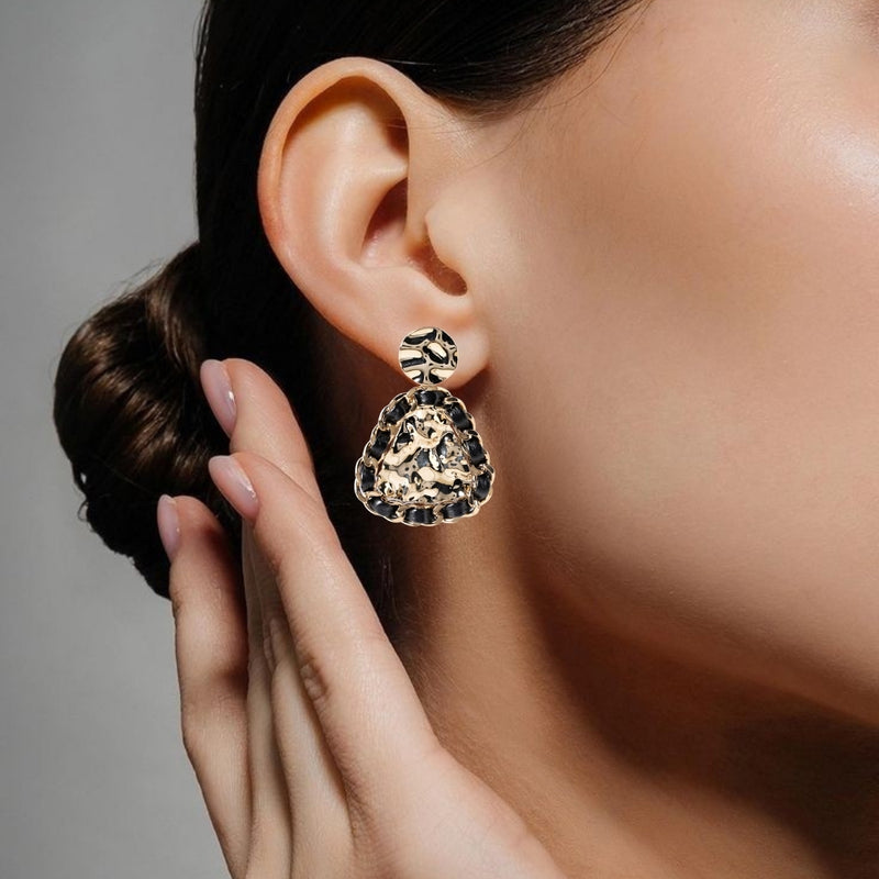 Woven Hammered Danglers Black