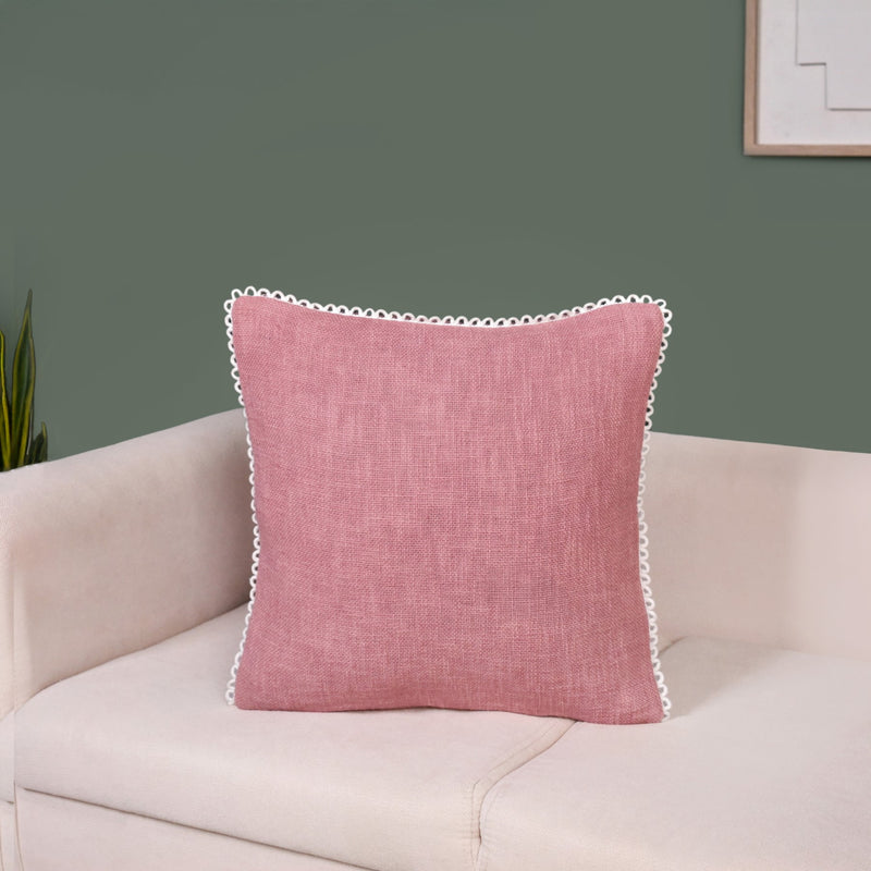 Woven Rosé Cotton Cushion Cover Pair
