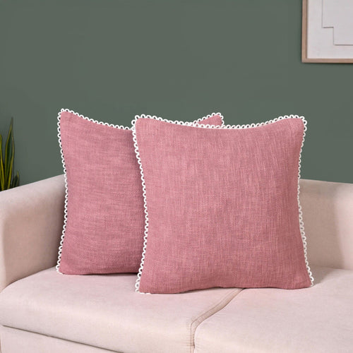 Woven Rose Cotton Cushion Cover Set Of 2