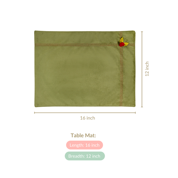 Green Velvet Table Mat Set Of 6