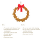 Gold Wreath With Bells 8 Inch - Gold Wreath With Bells 8 Inch, Festive Gold Wreath, Decorative Gold Bell Wreath, Holiday Gold Wreath