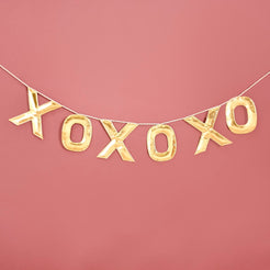 XOXO Bunting For Wall Decoration Gold 78 Inch