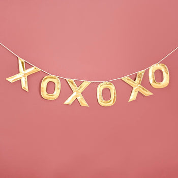 XOXO Bunting For Wall Decoration Gold 78 Inch