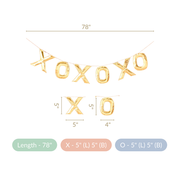 XOXO Gold Faux Leather Bunting For Wall Decoration 78 Inch