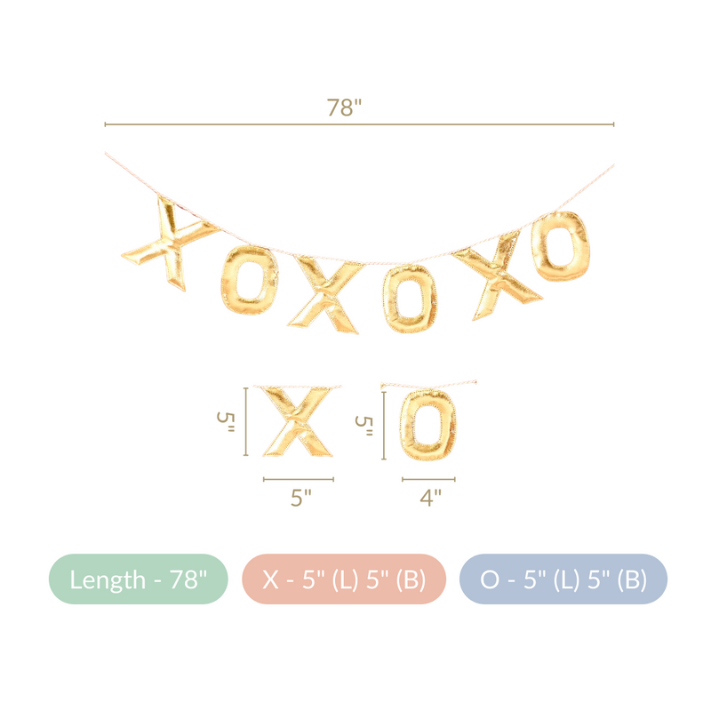 XOXO Bunting For Wall Decoration Gold 78 Inch
