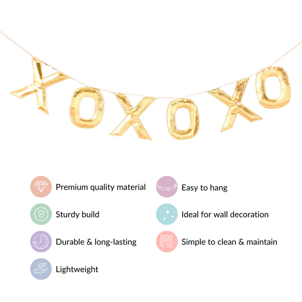 XOXO Gold Faux Leather Bunting For Wall Decoration 78 Inch