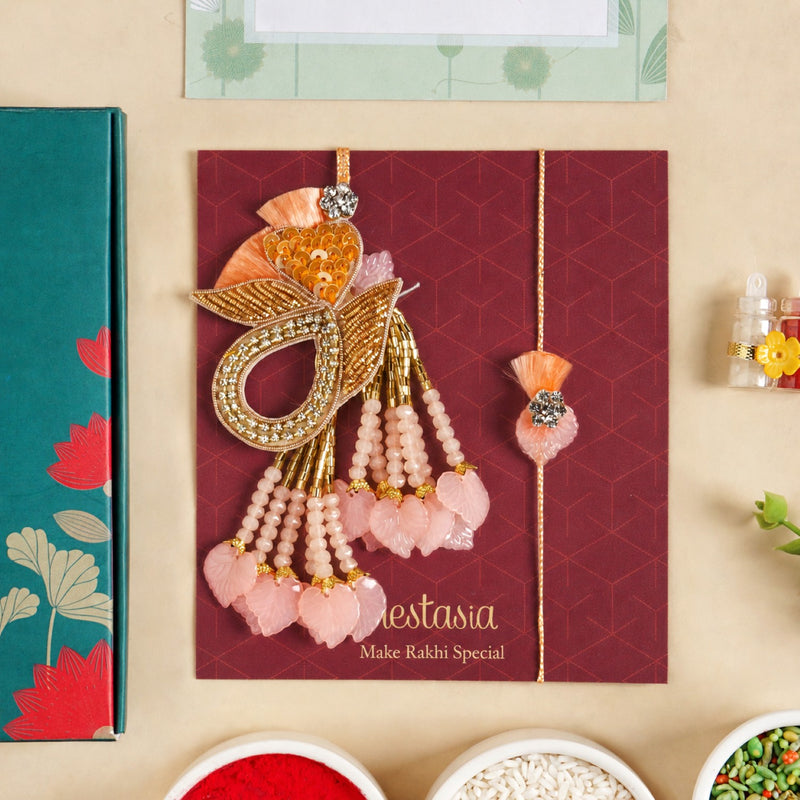 Peach Radiance Rakhi Lumba Set