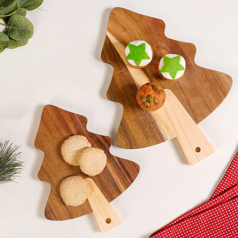 Xmas Tree Platter With Raffia Set Of 3